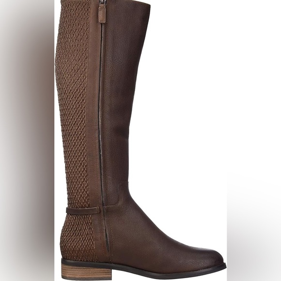 Cole Haan Isabel Stretch Leather Chestnut Brown Riding Knee High Boots - Picture 2 of 13